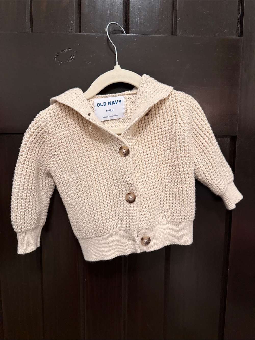 Old Navy Beige Knit Hooded Cardigan for Kids